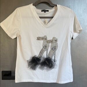 Zannza Couture tee  shirt with rhinestone shoes NEW
